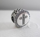 Sterling Silver Faith Cross Cz Pandora Charm Holidays Christmas Best Wishes Pray