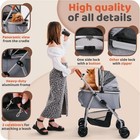 Pet Stroller Small Medium Dogs   Cats  2-in-1 Detachable Carrier Zipperless