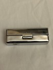 Vintage Blue Zebra Rhinestone Lipstick Case W Mirror Chrome Cosmetic Holder