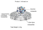 3ct Round Cut D Color Vvs1 Moissanite Engagement Ring Set 14k White Gold Plated