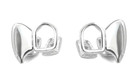 Custom Fit Silver Upper Top Teeth Double Open Face Vampire Fangs Grillz 2pc Set