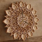 Mandala Large Wooden Wall Clock  French Vintage Multi Layered 14 Inch