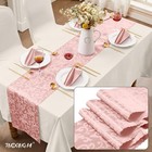 Rudong M 2 Pack Rose Gold Satin Table Runners 12 X 108 Inch   Long Silky Dama   