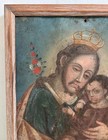 19th Century Retablo Antique Mexican Oil On Tin Painting Saint Joseph   Christ