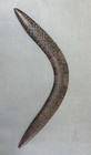 Fine Old Australian Aboriginal Carved Wooden Boomerang With Carved Designs Rare