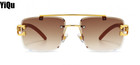 New Oversized Pilot Sunglasses Mens Women Luxury Gold Rimless Hip Hop Shades Hot