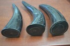 3 Pcs Large Black Polished Water Buffalo Solid Viking Tip Horns 6  - 7 