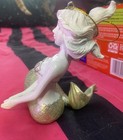 Ceramic Mermaid Figurine Sculpture Pearlescent Statue Coastal Beach Decor
