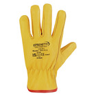 Yellow Driver Work Gloves Fleece Cotton Lined Soft Leather Lorry Drivers Safety