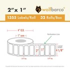  43 360 Labels 32 Rolls  2    X 1  Direct Thermal Paper Label White  With Perf 