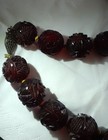 Cherry Bakelite Necklace 56 Grams Carved Roses
