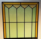 43  Tall Pair Of Antique French Stained Glass Window Panels Green   Yellow Glass