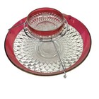 Vintage Indiana Glass Ruby Diamond Point Icer Set 7815 Rare