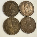 Canada Large One Cent Wwi 1916 1917 1918 1919 Km 21 Four Coin Lot King George V