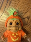 Vintage Russ Large 8    Troll Doll Halloween Jack O    Lantern Pumpkin Green Hair