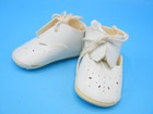 Vintage White Leather Child Crib Shoes For Antique Baby Dolls