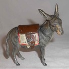 Antique German Lead Penny Bank Donkey Or Jackass With Hinged Brown Saddle