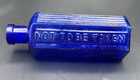 Vintage Hexagonal Cobalt Blue Embossed   Ribbed Poison Bottle - Not To Be Taken