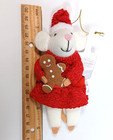 New Christmas Santa Mouse Ornament W Gingerbread Man Red Fabric Felt Wondershop