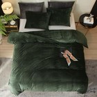  Velvet Duvet Cover Set Comforter Cover 3pcs Ultra Soft Cover Queen Dark Green