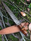 Custom Handmade Damascus Steel 15 Inches Dagger Knife - Leather Handle W Brass