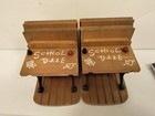 Vintage School Daze Enesco Cast Iron Wood Teacher Vintage 1975 Pair