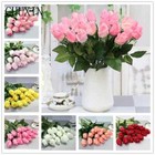15pcs lot Artificial Flower Real Touch Rose   Fake Flowral Wedding Bride Bouquet