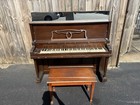 Steinway   Sons Large Brown Upright Piano 54 Keys With Bench Used