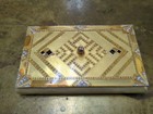 Vintage Art Deco Style Gold Vanity Box Rhinestone Accented Mirrored Trinket Box 