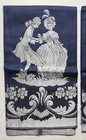 3 Vintage Figural Damask Fabric Guest Towels Madame Pompadour  Blue And Silver