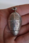 Antique Egg Sterling Silver Chatelaine Thimble Holder   Thimble   Pomander  