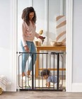 Easy Step Walk Through Pressure Mounted Steel Baby Safety Gate With Door Black