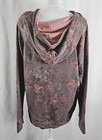New Olive Smiths Womens Pullover Top Pinks Grays Floral Polyester Rayon Hood 2xl