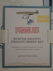 Nwt Pottery Barn Kids Peanuts Surfer Snoopy Twin 100  Organic Cotton Sheet Set