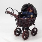 8  Stroller Baby Carriage Buggy Victorian Vtg Wicker W Boyds Bear Raggedy Anne