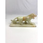 Vintage Mexican Onyx Stone Tiger Sculpture Hand Carved Statue Heavy Decor