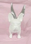 Rare White French Bulldog Ceramic Angel Statue W  Silver Wings Dog