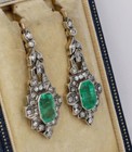 7ct Art Deco Style Green Lab Created Emerald Engagement 14k Gold Finish Earrings