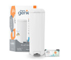 Diaper Genie Platinum Pail  lilly White   Stainless Steel  1 Refill  18 Bags 