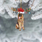 German Shepherd Dog Christmas Ornament  German Shepherd Dog Xmas Lights Ornament