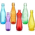 6 Pcs Colored Glass Bottles 6 Shapes Colored Empty Wine Bottles Rectangular