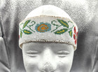 Vtg Native American Beaded Flower Headband  hat Band W Cotton Ties -14 x2 
