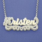 Sterling Silver Personalized 3d Double Plate Name Pendant Underneath Design 