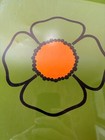 Vintage Mod Avocado Green Flower Serving Tray Retro Floral Mid Century Style