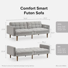 Modern Minimalist Sofa Sleeper Couch Futon - Living Room Light Gray Beige 