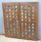 Antique Wooden Large Wall D  cor Window Panel Original Old Fine Carved Stained Gl