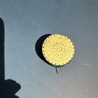 Antique Victorian Carved Bone Pinwheel Pincushion Velvet Ribbon Sewing Tool