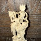 Vintage Hand Carved Krishna Radha Hindu Deity Sculpture Figurine On Wood Base