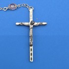 Purple Aurora Bead Rosary Necklace Unmarked Catholic Crucifix Mary Center Medal