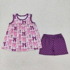 Sibling Baby Girls Sister Summer Purple Bow Print Shorts Set